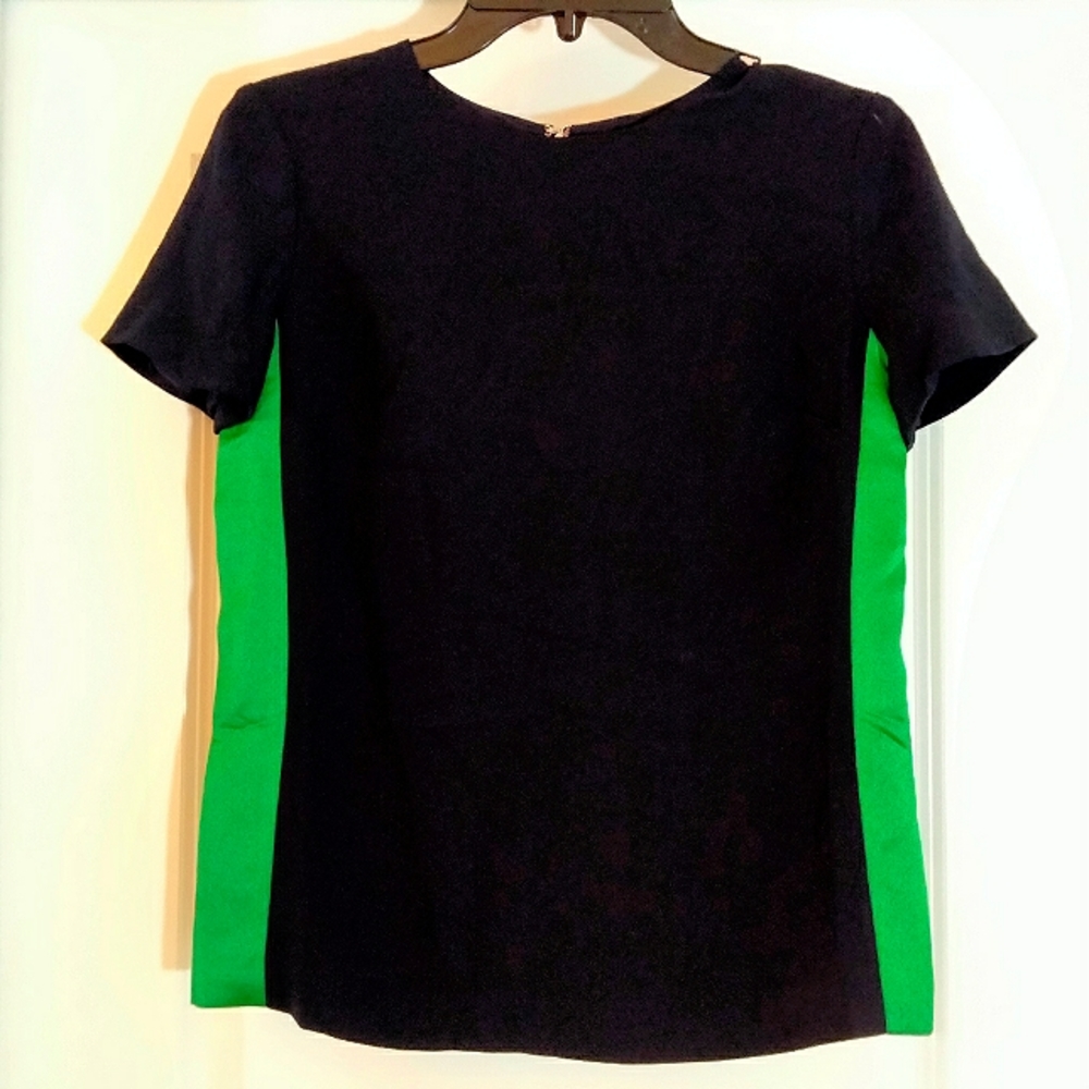 NWT Sz XS Ralph Lauren Blue Crepe SS Top